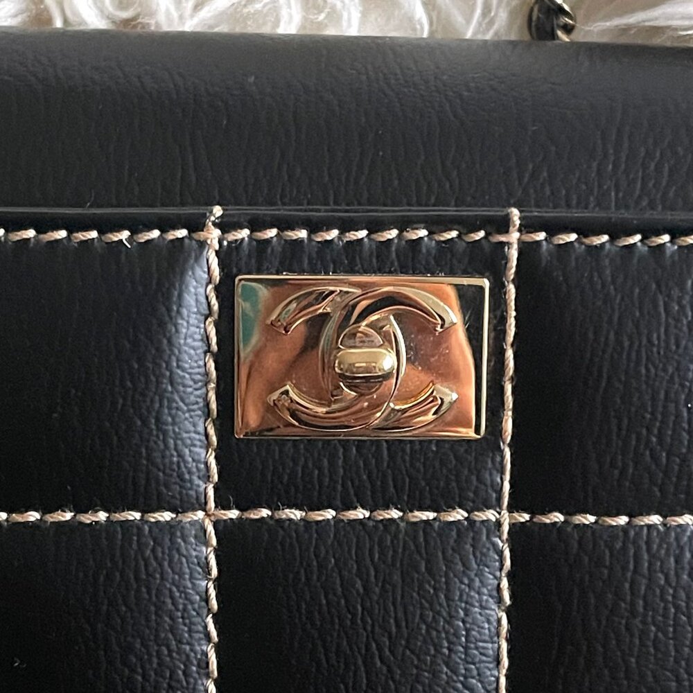 Chanel Chocolate Bar Wild Stitch Chain Bag in Black Leather with Gold Hardware - Picture 9 of 16